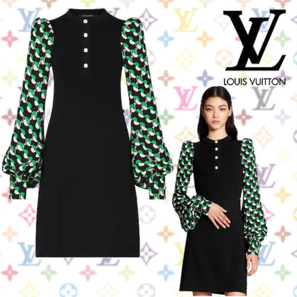 Louis Vuitton Short Dots Wool Silk Nylon Blended Fabrics Long Sleeves 1A7UCM 