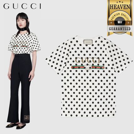 GUCCI 2020 SS Gucci Logo Polka Dot Print T Shirt 615044 XJCLK 9381 