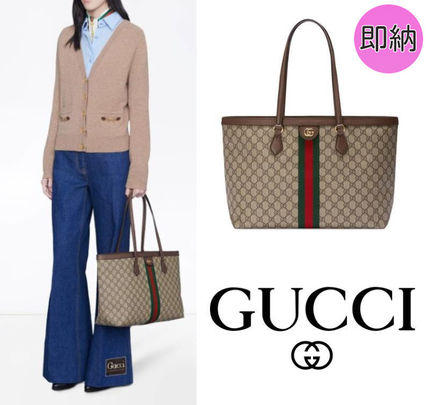 GUCCI Ophidia Leather Logo Totes 
