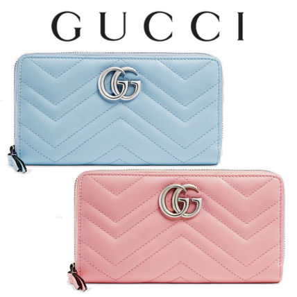 GUCCI GG Marmont Plain Long Wallet Logo Long Wallets 