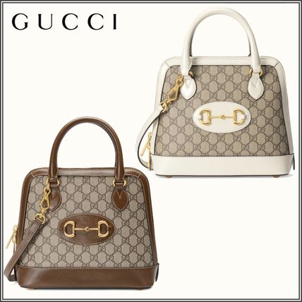 GUCCI 1955 Horsebit Monogram Canvas 2WAY Leather Crossbody Logo Handbag