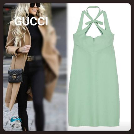 GUCCI Wool Silk Heart Neckline Dress 627422 ZAD88 3144 