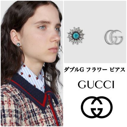 GUCCI Casual Style Flower Silver Earrings 