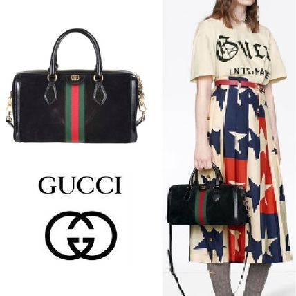 GUCCI 2020 SS Suede 2WAY Plain Leather Logo BostonDuffles 