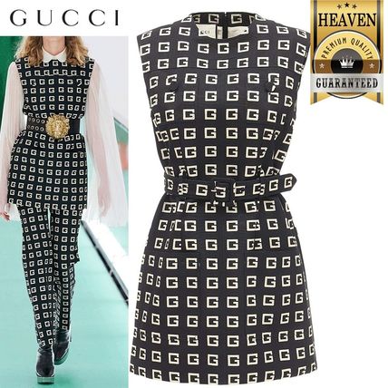 GUCCI 2020 SS Square G Print Faille Short Dress 611510 ZAD77 1060 
