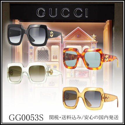 GUCCI Unisex Square Oversized Glitter Sunglasses 