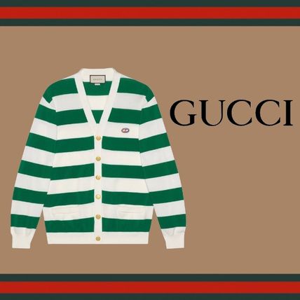 GUCCI 2020 21AW Striped Knit Cotton Cardigan With?Gg 626051 XKBE5 9068 