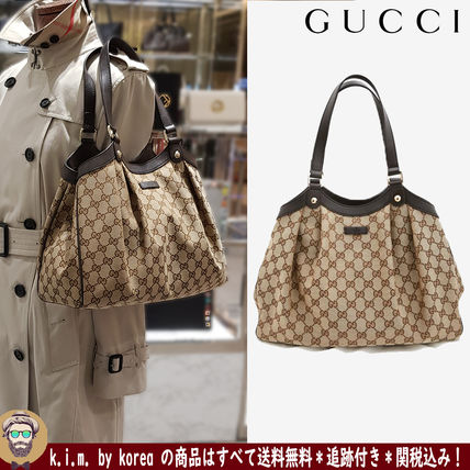 GUCCI Canvas A4 Logo Totes 