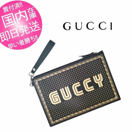 GUCCI Leather Logo Clutches 