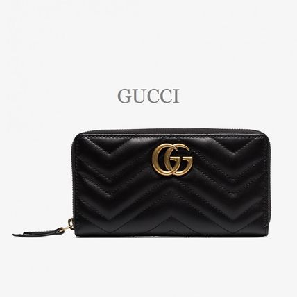 GUCCI GG Marmont 2020 SS Leather Long Wallet Logo Long Wallets 