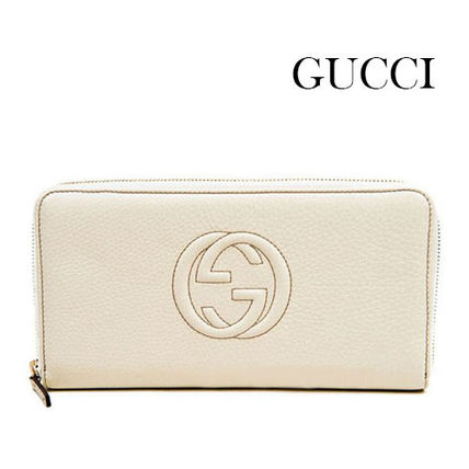 GUCCI Plain Leather Long Wallet Logo Long Wallets 306112 A7M0G9022 