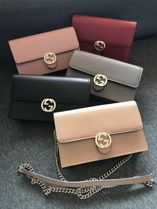 GUCCI GG Marmont Calfskin 2WAY Plain Crossbody Shoulder Bags 