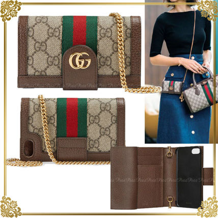 GUCCI Ophidia 2018 SS Leather iPhone 8 Smart Phone Cases 