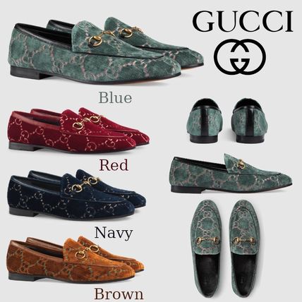 GUCCI Jordaan 2019 SS Plain Toe Velvet Block Heels