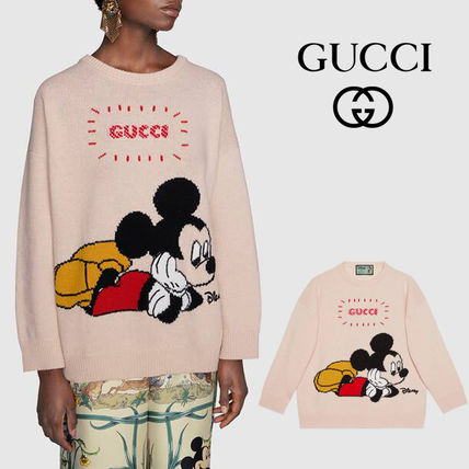 GUCCI 2020 SS Crew Neck Wool Medium Logo V neckCrew neck 