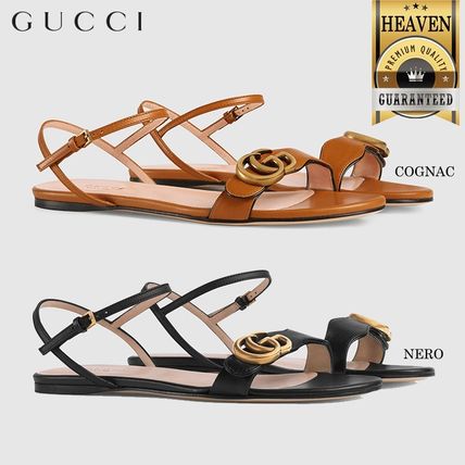 GUCCI 2020 SS Leather Double G Sandal 524631 A3N00 1000 524631 A3N00 2121 