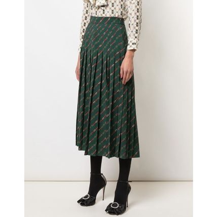 GUCCI 2019 20AW Pleated Skirts Street Style Cotton Medium Elegant Style 