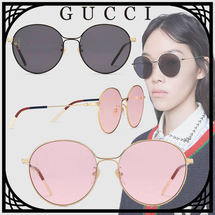 GUCCI 2018 SS Unisex Blended Fabrics Street Style Round Sunglasses 541367 I3330 8011 541367 I3330 8055 
