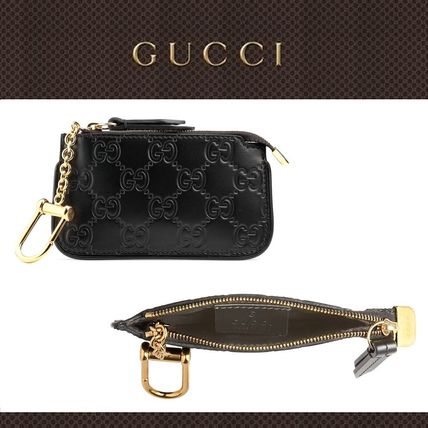 GUCCI Monogram Leather Logo KeychainsBag Charms 