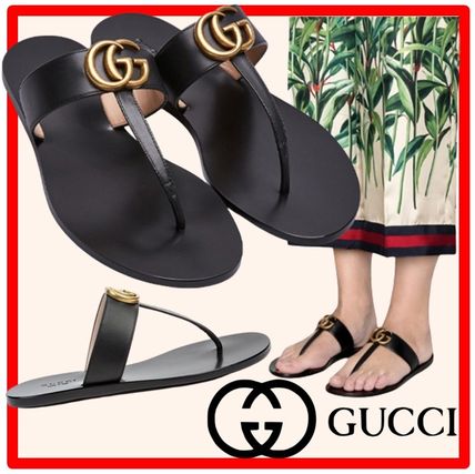GUCCI Casual Style Street Style Leather Sandals 