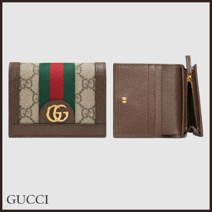 GUCCI Ophidia 2020 SS Unisex Blended Fabrics Leather Folding Wallet Small Wallet 