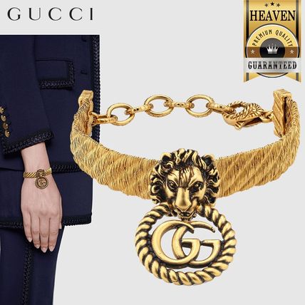 GUCCI 2020 SS Lion Head Bracelet With Double?G 605874 I4600 0933 