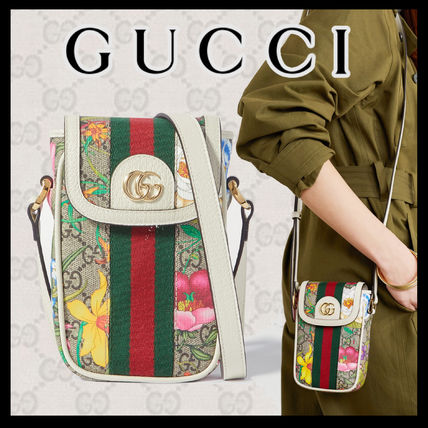 GUCCI Ophidia 2020 SS Flower Patterns Unisex Blended Fabrics Chain iPhone 8 