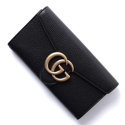 GUCCI GG Marmont 2017 18AW Plain Leather Long Wallets 
