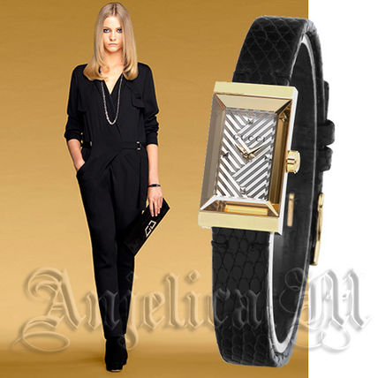 GUCCI 2018 19AW Casual Style Leather Square Quartz Watches Elegant Style YA147507 