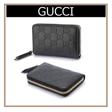 GUCCI Gucci Signature Leather Leather Logo Coin Cases 
