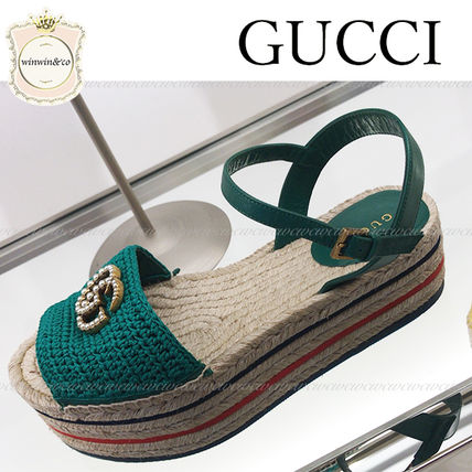 GUCCI Open Toe Platform Casual Style PlatformWedge Sandals 