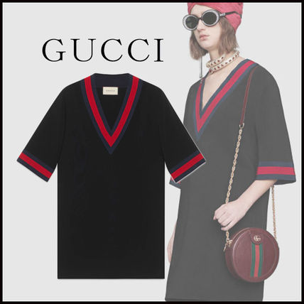 GUCCI 2019 20AW Casual Style Blended Fabrics V Neck Plain Medium 578702 ZKR01 1043 