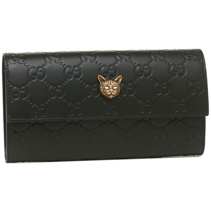 GUCCI 2019 SS Plain Leather Long Wallets 