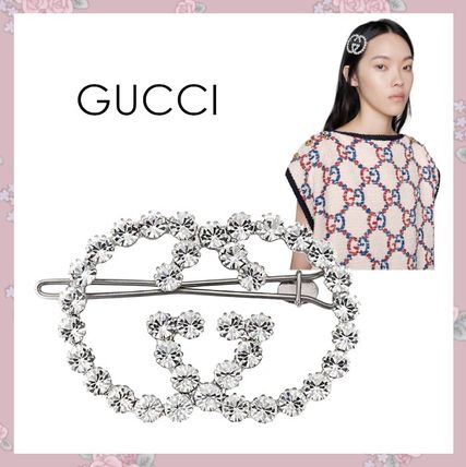 GUCCI 2019 20AW Crystal Interlocking G Hair Clip 578873 J1D50 8162 