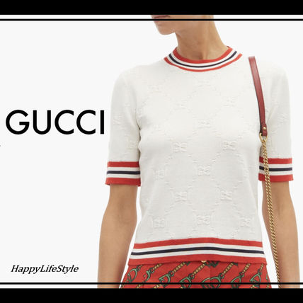 GUCCI 2019 20AW Crew Neck Short Casual Style Wool Plain Short Sleeves Logo 