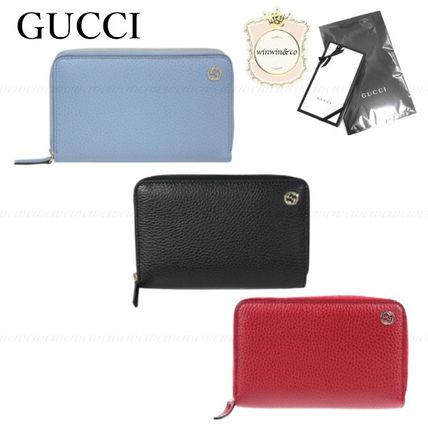 GUCCI Plain Leather Folding Wallets 464884 