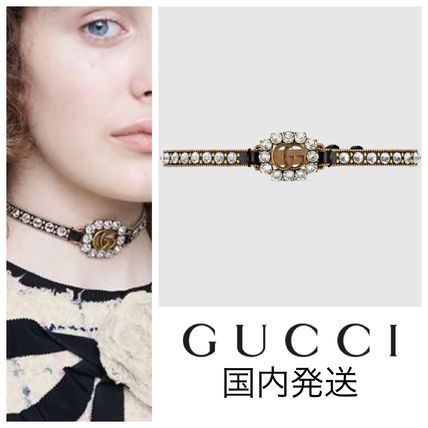 GUCCI Leather Choker With Double?G 553396 I5671 8061 