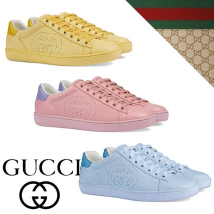 GUCCI 2020 SS Round Toe Casual Style Plain Leather Low Top Sneakers