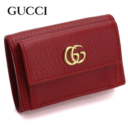 GUCCI GG Marmont 2020 21AW Leather Folding Wallet Logo Folding Wallets 523277 