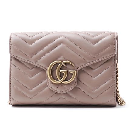 GUCCI GG Marmont 2017 18AW Chain Plain Leather Chain Wallet Long Wallets 