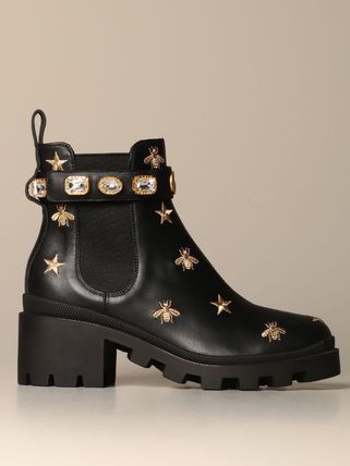 GUCCI Star Platform Casual Style Leather Elegant Style 