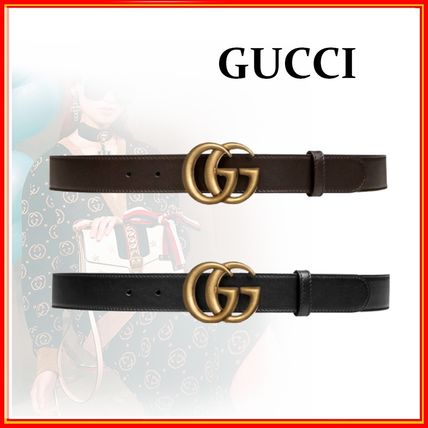 GUCCI Casual Style Unisex Leather Elegant Style Logo Belts