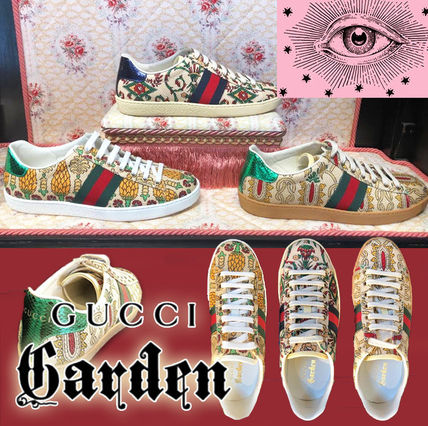 GUCCI Plain Toe Rubber Sole Low Top Sneakers 
