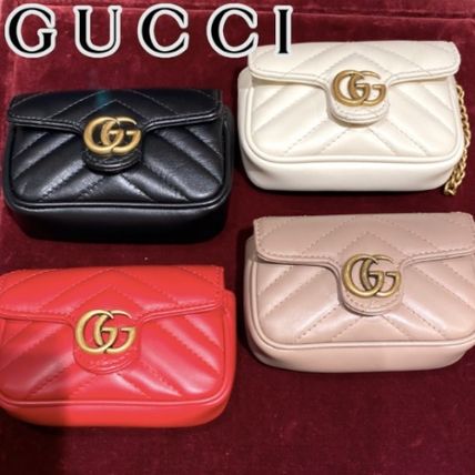 GUCCI GG Marmont 2019 20AW Unisex Calfskin Blended Fabrics Chain Plain Leather Bold