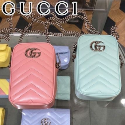 GUCCI GG Marmont 2020 SS Unisex Chain Leather iPhone 8 iPhone 8 Plus iPhone X