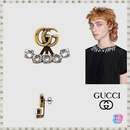 GUCCI 2020 SS Single Crystal Double G Earring 605853J1D508066 