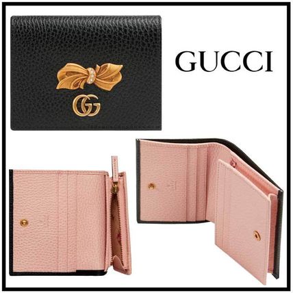 GUCCI Unisex Calfskin Plain Folding Wallet Logo Folding Wallets 524289 CAOXT 1163 