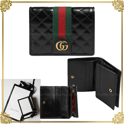GUCCI GG Marmont 2018 19AW Plain Leather Small Wallet Folding Wallets 