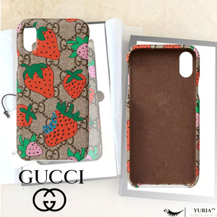 GUCCI GG Supreme Plain Leather iPhone X iPhone XS iPhone XR Logo