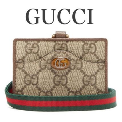 GUCCI Ophidia 2020 Cruise Monogram Unisex Canvas Logo Card Holders 